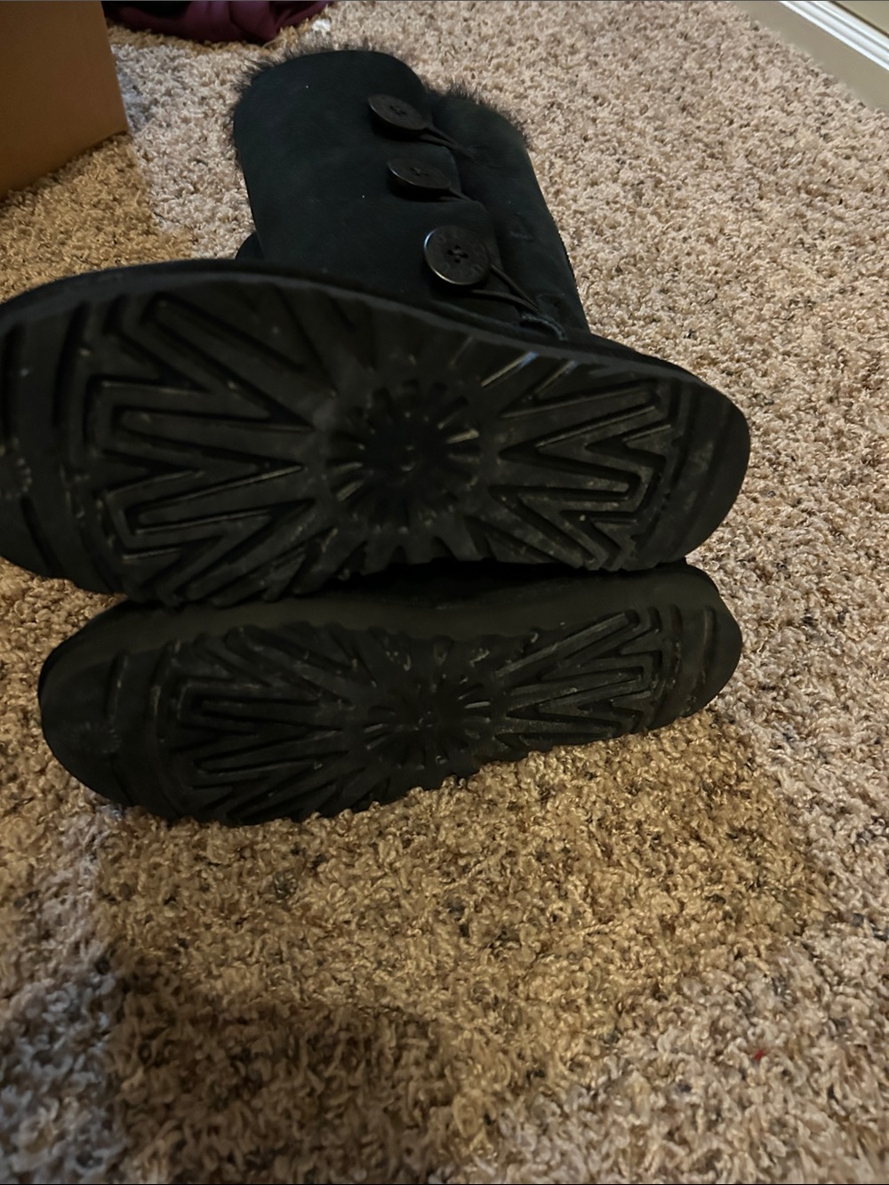 UGG Black Suede Button-Back Ankle Boots - Picture 3 of 3